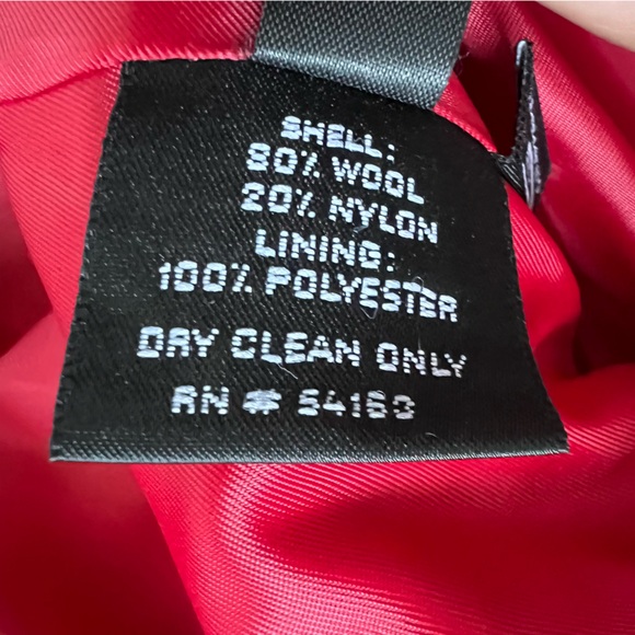 Jones New York Wool Blend Vibrant Red Full-Zip Lined Pea Coat Women's size 12 - Picture 6 of 9
